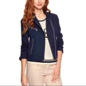 Gap Moto Navy Asymmetrical Jacket Zippers Size Medium